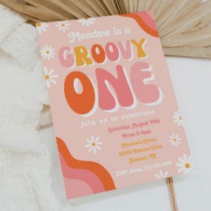 Groovy en första födelsedagsinbjudan Groovy One Inbjudningar