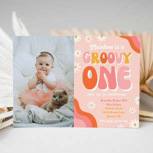 Groovy en första födelsedagsinbjudan Groovy One Inbjudningar