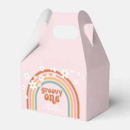 Groovy En hippie daisy regnbåge 1:a födelsedag Fav Presentaskar