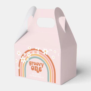 Groovy En hippie daisy regnbåge 1:a födelsedag Fav Presentaskar