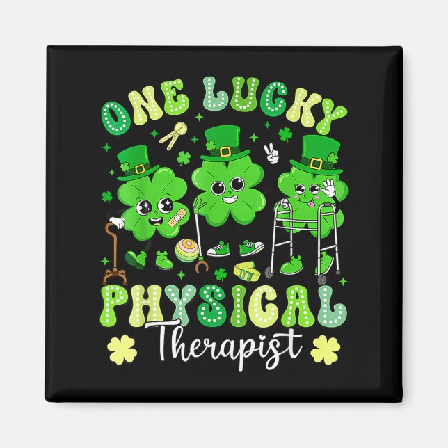 Groovy en lycklig sjukgymnast st patricks magnet (Framsidan)