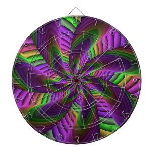 Groovy Energetic Colorful Neon Fractal Mönster Darttavla