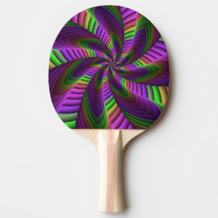 Groovy Energetic Colorful Neon Fractal Mönster Pingisracket