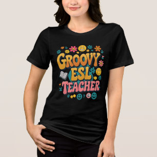 Groovy ESL Lärare - Retro Multicultural Bilingual T Shirt