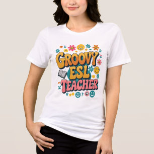Groovy ESL Lärare - Retro Multicultural Bilingual T Shirt