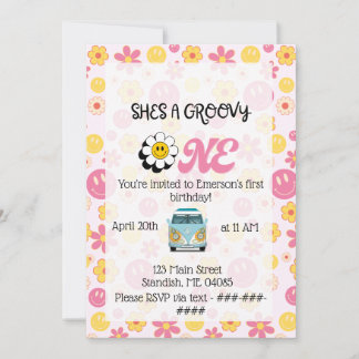 Groovy ett födelsedagskort inbjudningar