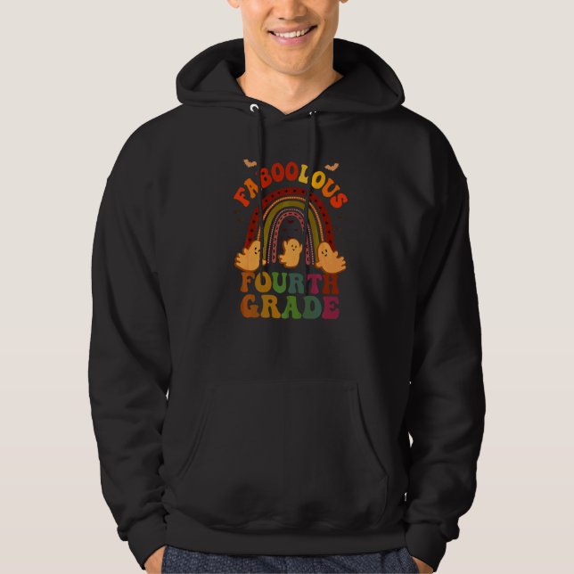 Groovy FABOOLOUS 4TH GRADE TEACHER Dräkt Det här ä Hoodie (Framsida)