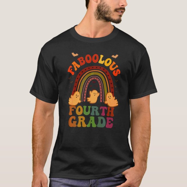 Groovy FABOOLOUS 4TH GRADE TEACHER Dräkt Det här ä T Shirt (Framsida)
