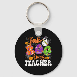 Groovy Fabulous Teacher Halloween Boo Manar Kvinno Nyckelring