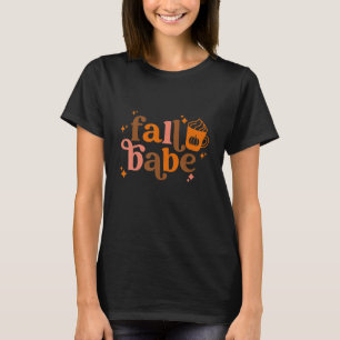 Groovy Fall Babe Vibe Coffee Drink Latte Thanksgiv T Shirt