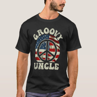 Groovy Farbror 70-talsestetik USA Flagga Retro Far T Shirt