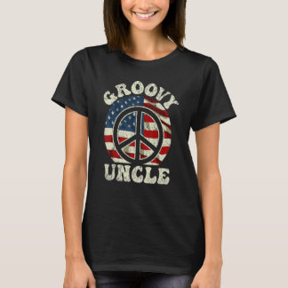 Groovy Farbror 70-talsestetik USA Flagga Retro Far T Shirt
