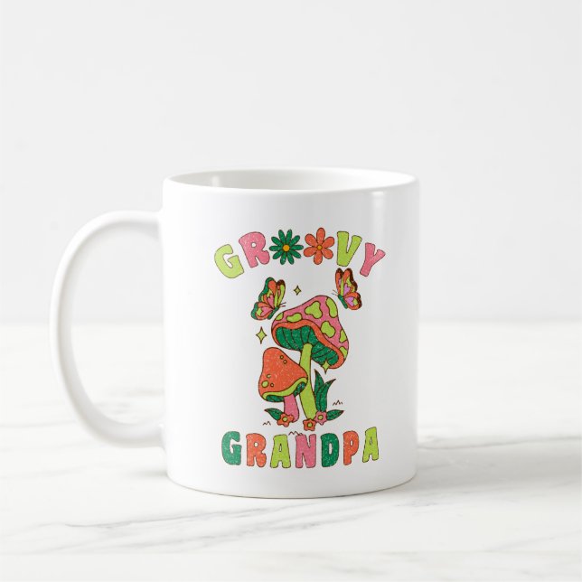 groovy farfar färgglig vintage svamp  kaffemugg (Vänster)