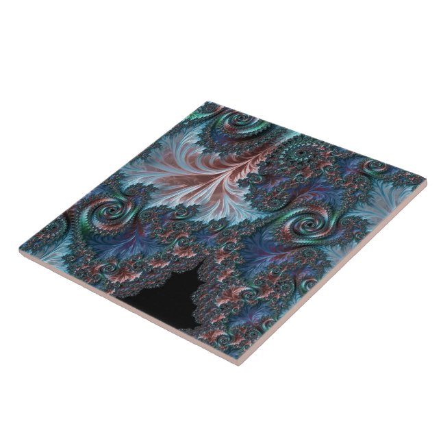 Groovy Färgglad Boho Hippie Mandelbrot Fraktal Kon Kakelplatta (Sidan)