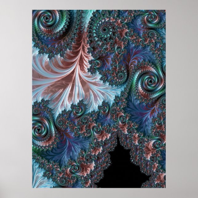 Groovy Färgglad Boho Hippie Mandelbrot Fraktal Kon Poster (Framsidan)