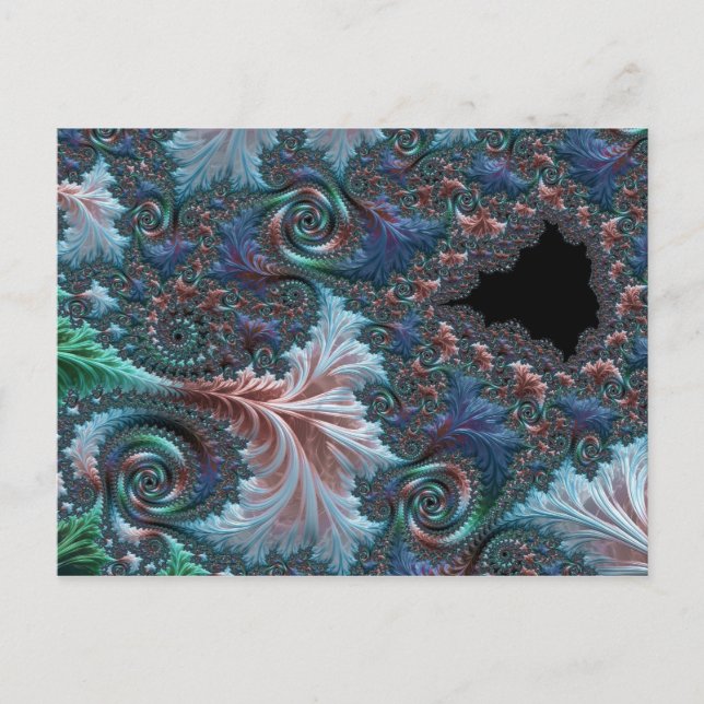 Groovy Färgglad Boho Hippie Mandelbrot Fraktal Kon Vykort (Framsida)