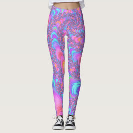 Groovy Färgglad Fluorescerande Trippig Spiral Frak Leggings