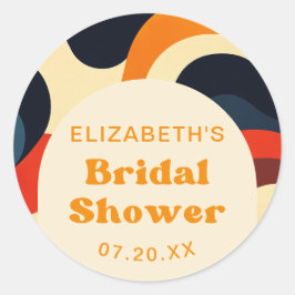 Groovy Färgglada Retro Boho Bröllopsfest Förmån Runt Klistermärke