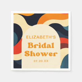 Groovy Färgglada Retro Vågiga Boho Bröllopsfest Pappersservett