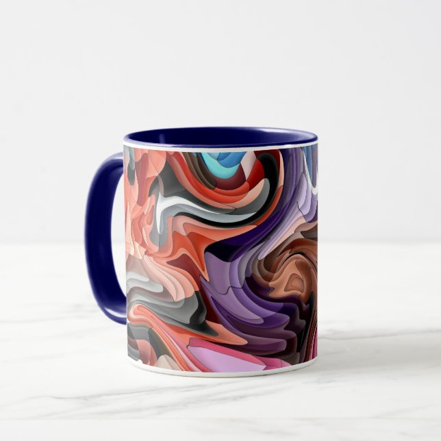 Groovy Färgglatt Flytande Lapptäcke Abstrakt Mozai Mugg (Framsida vänster)