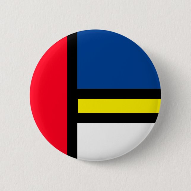 Groovy Färgrik Modern Mondrian Stil Abstrakt Konst Knapp (Framsida)