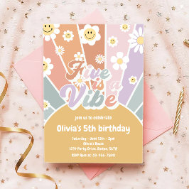 Groovy Fem är en Vibe Retro Sunshine 5:e födelseda Inbjudningar