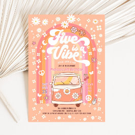 Groovy Fem är en Vibe Van Buss femte födelsedag Inbjudningar