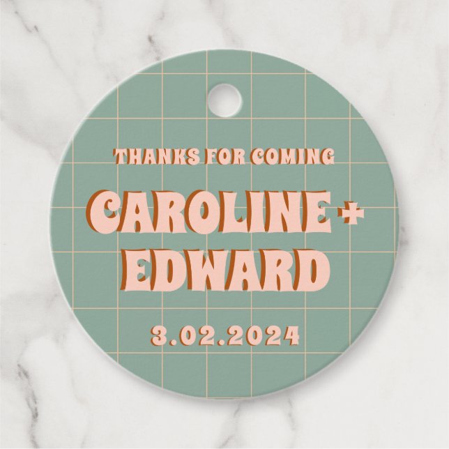 Groovy Fet Blå Rosa Röd Funkig  Gåvor Etiketter (Framsida)