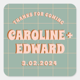 Groovy Fet Blå Rosa Röd Funky  Fyrkantigt Klistermärke