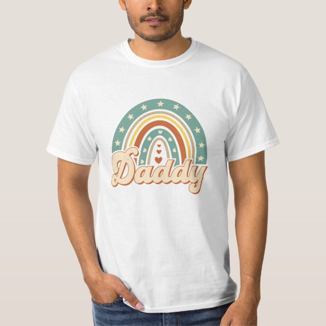 Groovy fet typography boho rainbow pastel Pappa T Shirt (Framsida)