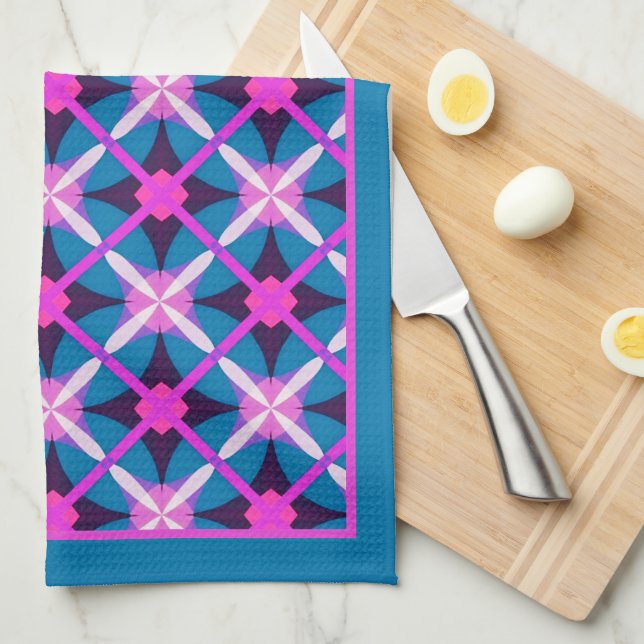 Groovy feta färger Geometriskt diamantmönster Kökshandduk (Vikt i Fjärdedel)