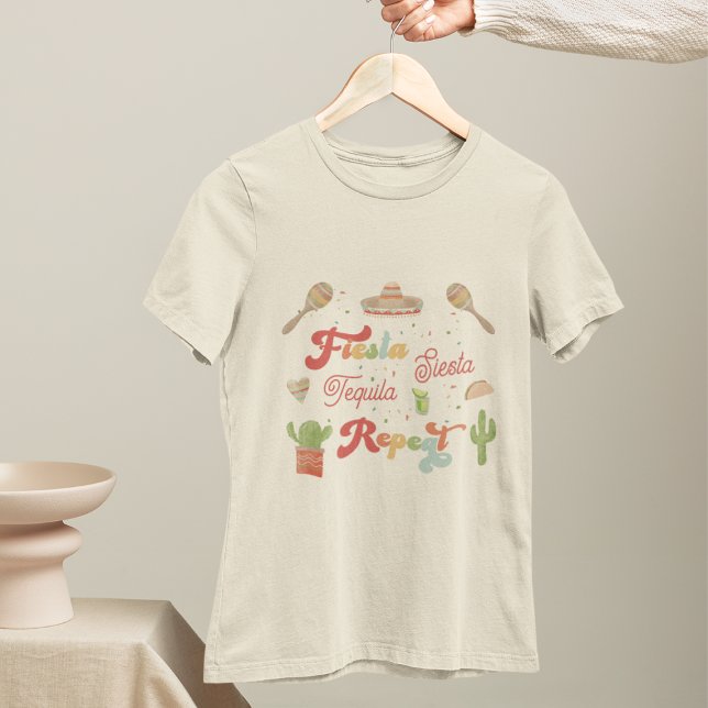 Groovy Fiesta Siesta Tequila Repeat Bachelorette T Shirt (Skapare uppladdad)