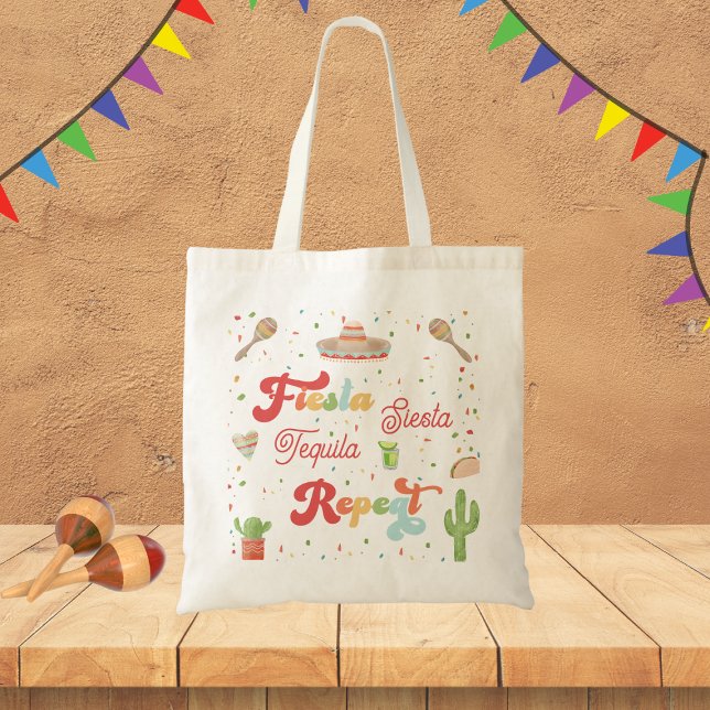 Groovy Fiesta Siesta Tequila Repeat Bachelorette Tygkasse (Skapare uppladdad)
