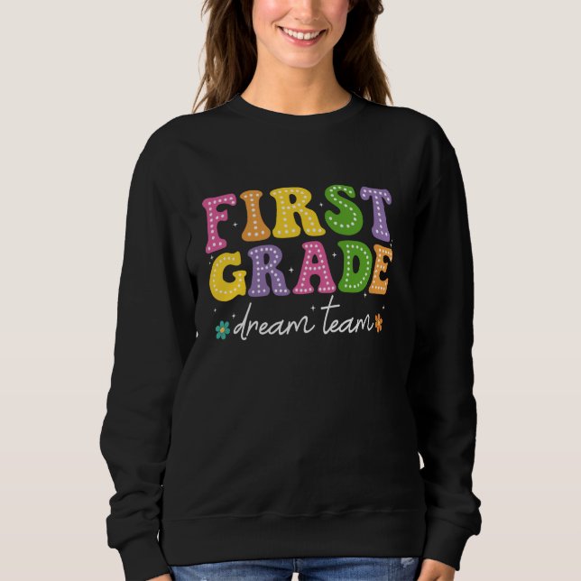 Groovy First Klass Dream Team Back to school Teach T Shirt (Framsida)