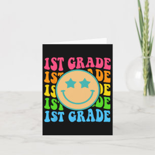 Groovy First Klass Vibes Ansikte Retro Teacher Byc Kort