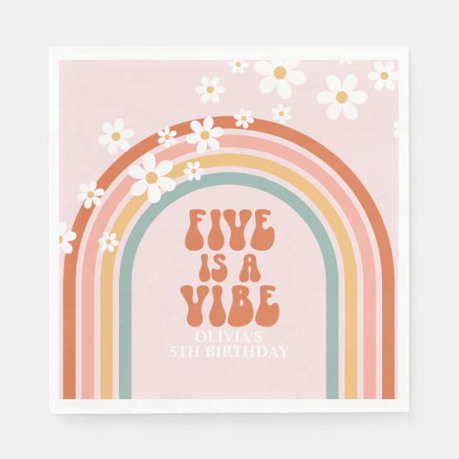 Groovy Five är en stämning prästkrage 5-årsdag Pappersservett (Framsidan)