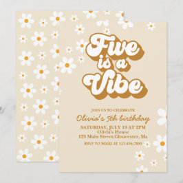 Groovy Five är en stämning Retro Daisy 5-årsdag Inbjudningar