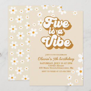 Groovy Five är en stämning Retro Daisy 5-årsdag Inbjudningar