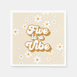 Groovy Five är en stämning Retro Daisy 5-årsdag Pappersservett