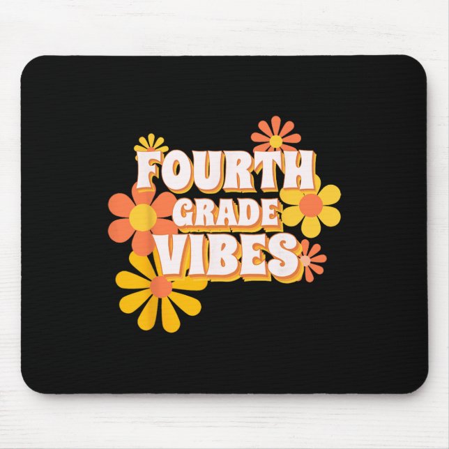 Groovy Fjärde Klass Vibes Retro Back to school Tea Musmatta (Framsidan)