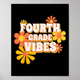 Groovy Fjärde Klass Vibes Retro Back to school Tea Poster