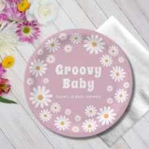 Groovy Flicka Rosa Daisy 70 s Retro Baby Shower