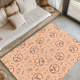 Groovy Floor Rug Retro Pastel Holiday Vibes