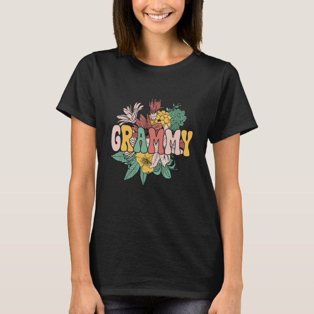 Groovy Floral Grammy Matching Family  Mothers Day T Shirt (Framsida)