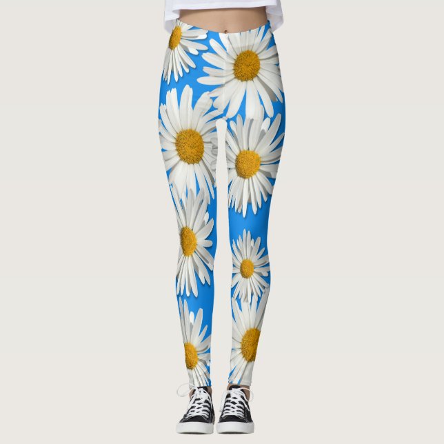Groovy Flower Child Real Daisy Hippie-Blommar Leggings (Framsida)
