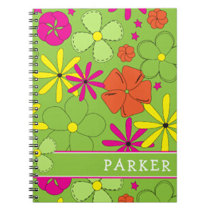 Groovy Flower Personal Namn Anteckningsbok