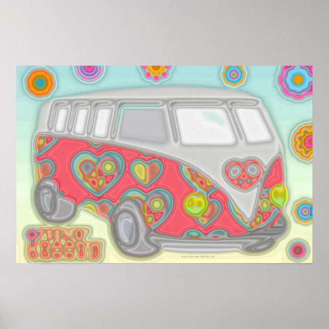 Groovy Flower Power 60 s Hippy Van Poster (Framsidan)