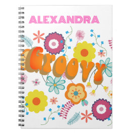 Groovy Flower Power Colorful Anteckningsbok