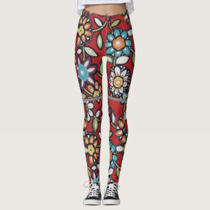groovy flower power för färgrik hippie leggings