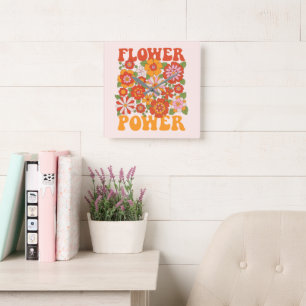 Groovy Flower Power Graphic Fyrkantig Klocka